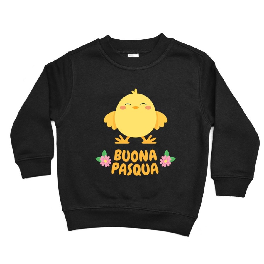 Felpa bambino personalizzabile con nome buona pasqua dal pulcino Pasqua