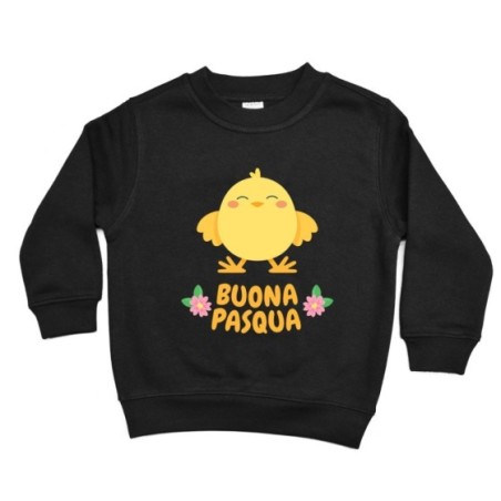 Felpa bambino personalizzabile con nome buona pasqua dal pulcino Pasqua