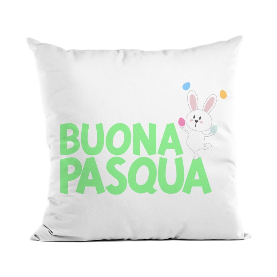 Cuscino buona pasqua con con coniglietto giocoliere Pasqua