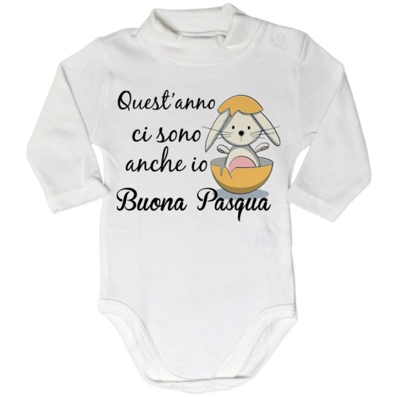 Body lupetto neonato quest'anno ci sono anch'io buona pasqua Pasqua
