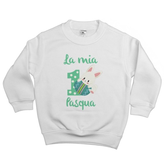 Felpa bambino personalizzabile con nome prima pasqua con coniglietto Pasqua