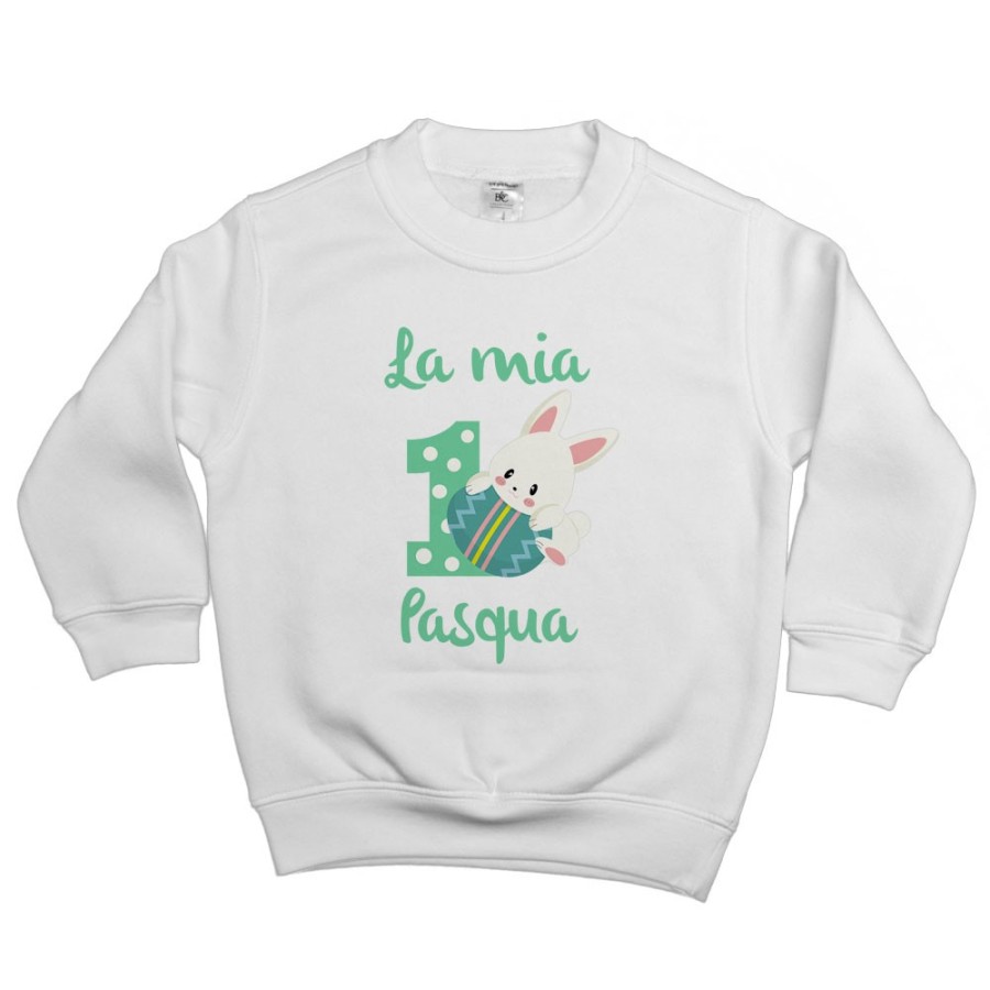 Felpa bambino personalizzabile con nome prima pasqua con coniglietto Pasqua
