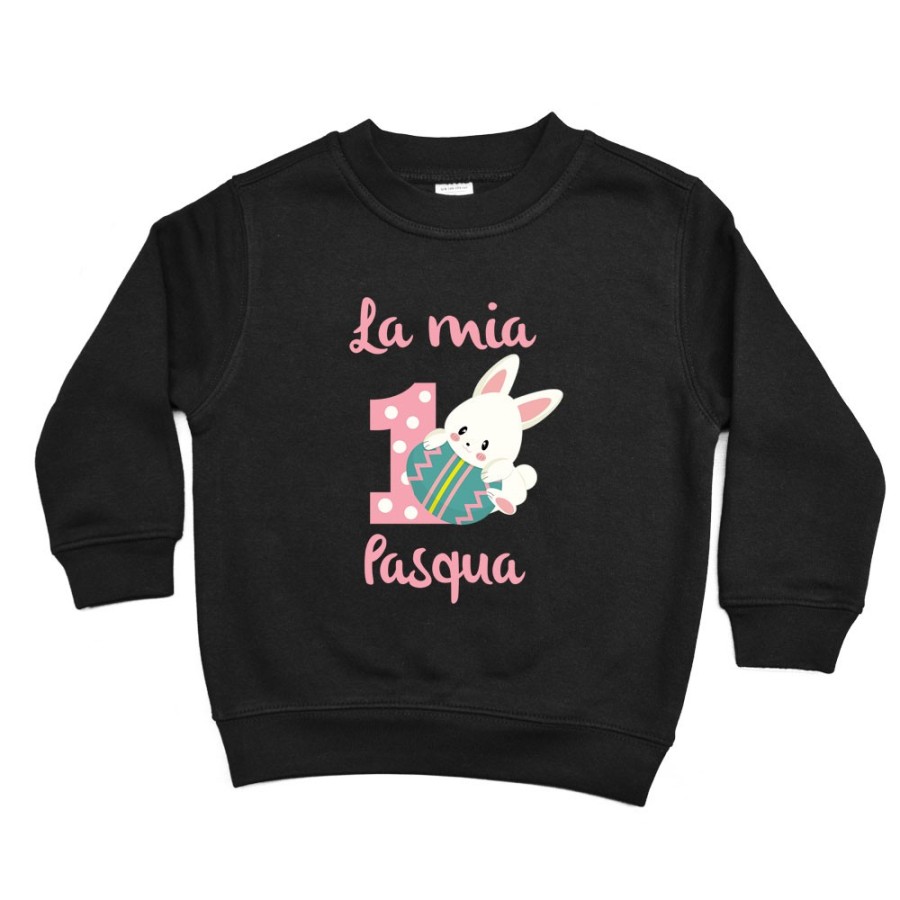 Felpa bambino personalizzabile con nome prima pasqua con coniglietto Pasqua