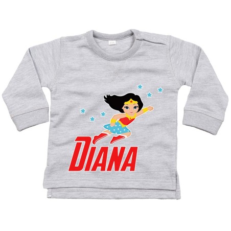 Felpa neonata personalizzata con nome baby wonder woman