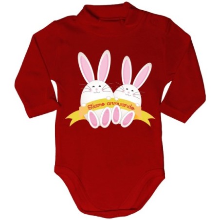 Body lupetto neonato personalizzabile con nomi coniglietti gemelli Pasqua