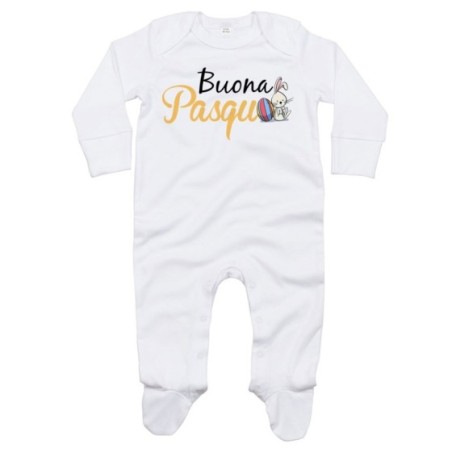Tutina neonato buona pasqua coniglietto seduto