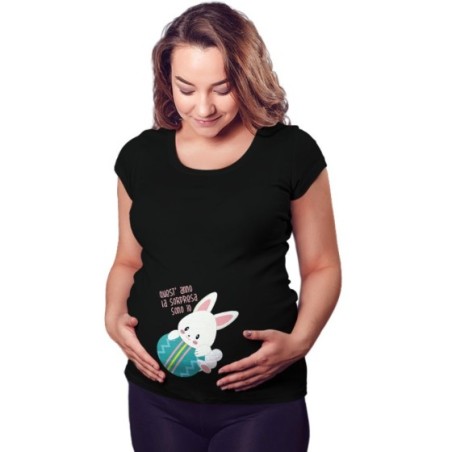 Maglia premaman quest'anno la sorpresa sono io coniglietto su uovo Pasqua