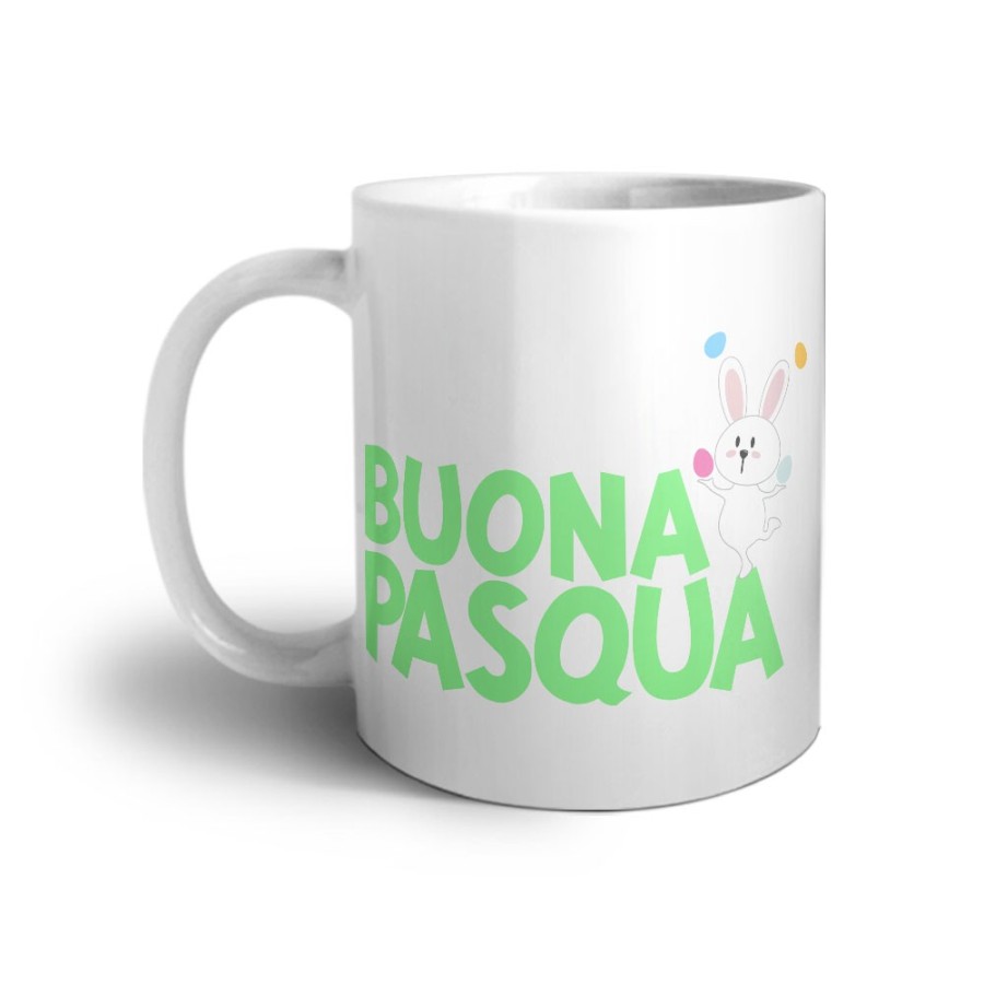 Tazza buona pasqua con con coniglietto giocoliere Pasqua