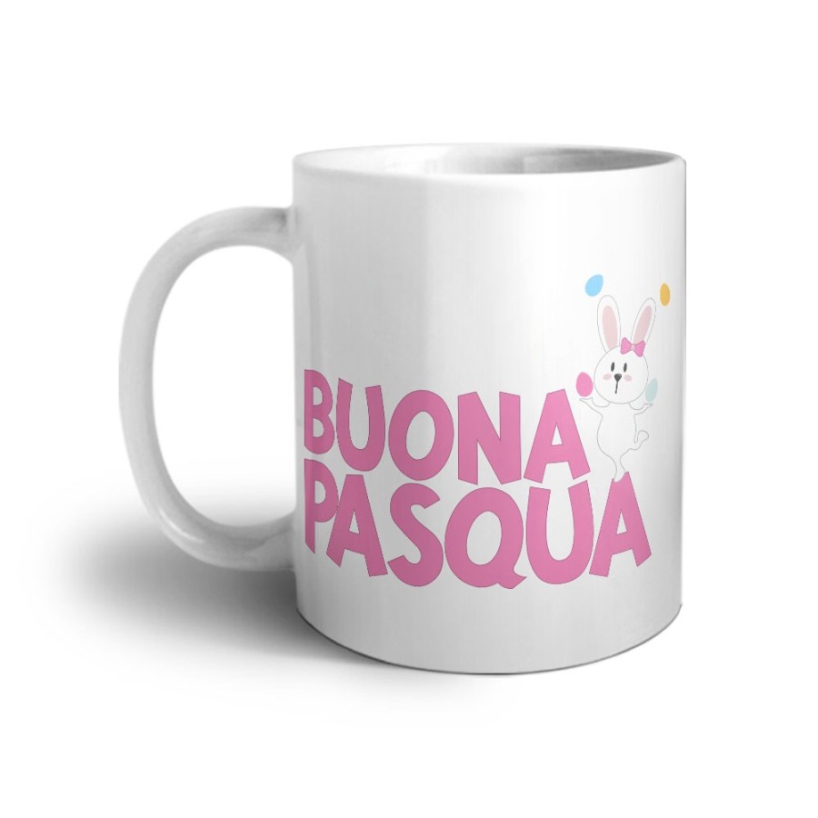 Tazza buona pasqua con con coniglietto giocoliere Pasqua