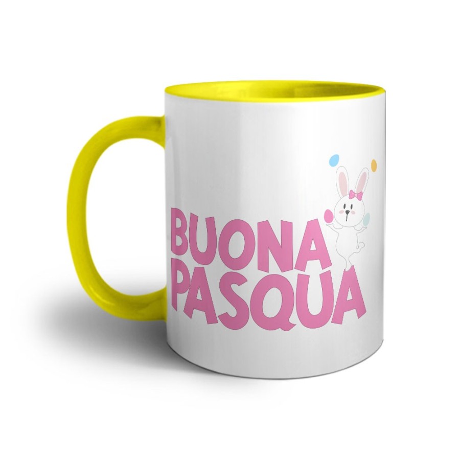 Tazza buona pasqua con con coniglietto giocoliere Pasqua