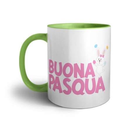 Tazza buona pasqua con con coniglietto giocoliere Pasqua