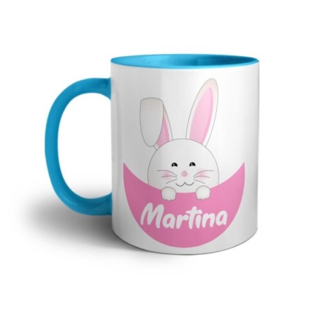 Tazza personalizzata con nome congilietto che esce dalla tasca Pasqua