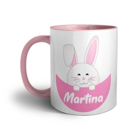 Tazza personalizzata con nome congilietto che esce dalla tasca Pasqua