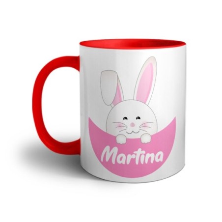 Tazza personalizzata con nome congilietto che esce dalla tasca Pasqua