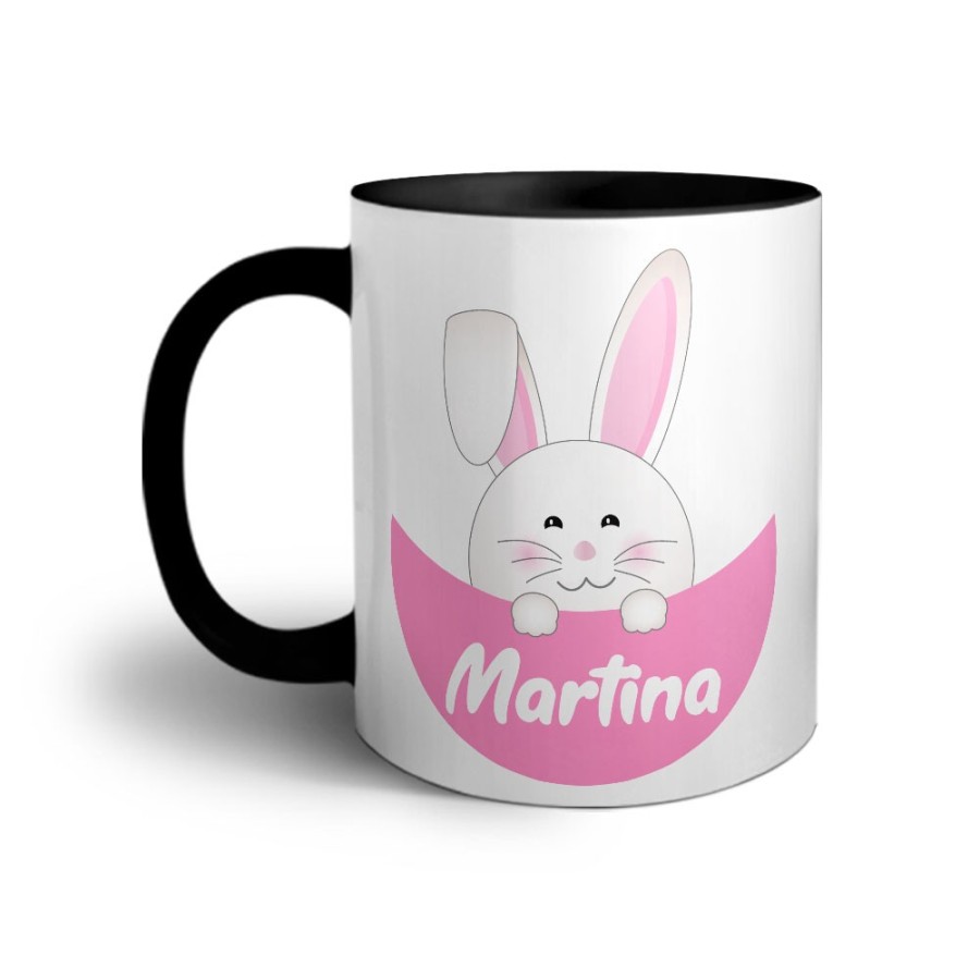 Tazza personalizzata con nome congilietto che esce dalla tasca Pasqua