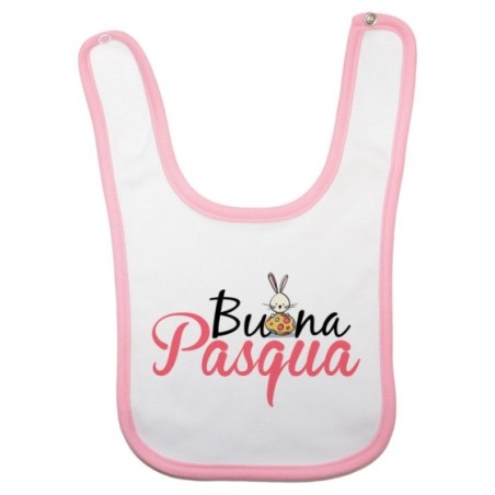 Bavaglino neonato buona pasqua con coniglietto e ovetto