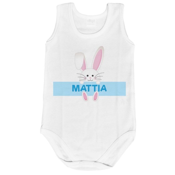 Body neonato personalizzato con nome coniglietto Pasqua