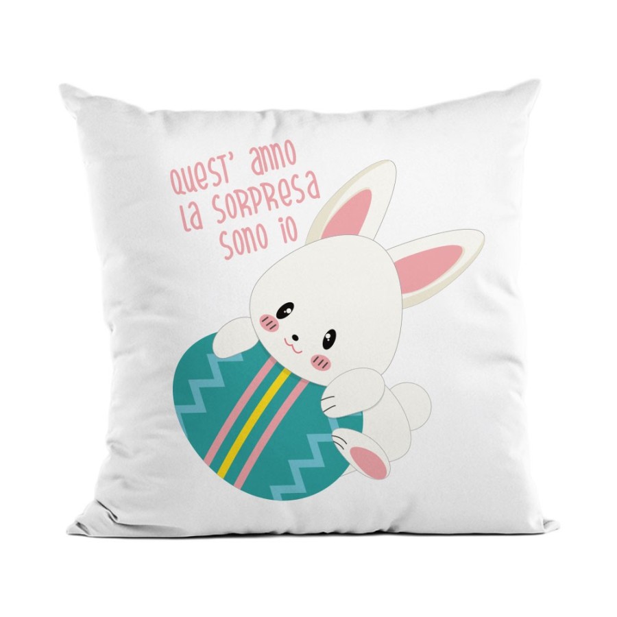 Cuscino coniglietto quest'anno la sorpresa sono io coniglietto su uovo Pasqua