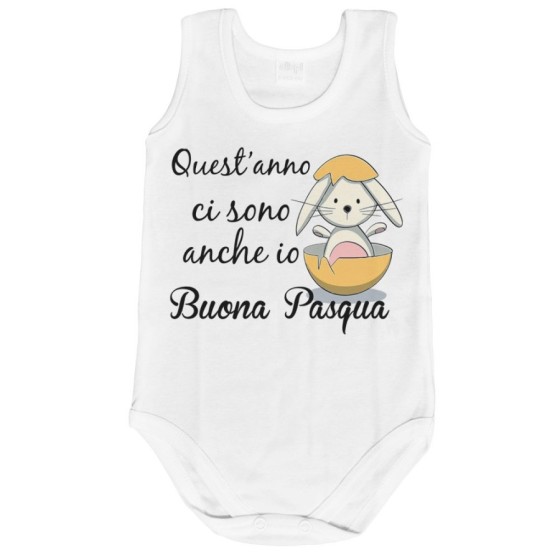 Body neonato quest'anno ci sono anch'io buona pasqua Pasqua