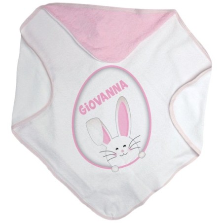 Accappatoio neonato personalizzato con nome coniglietto...