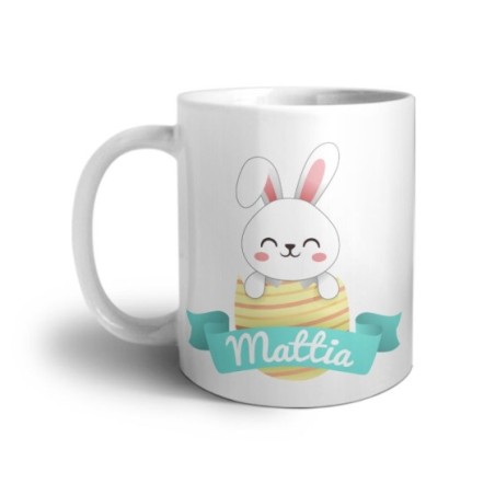 Tazza personalizzata con nome coniglietto che esce...