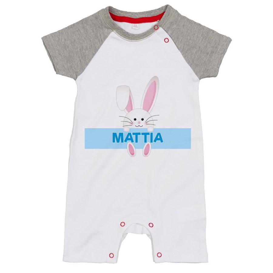 Pagliaccetto neonato personalizzato con nome coniglietto Pasqua