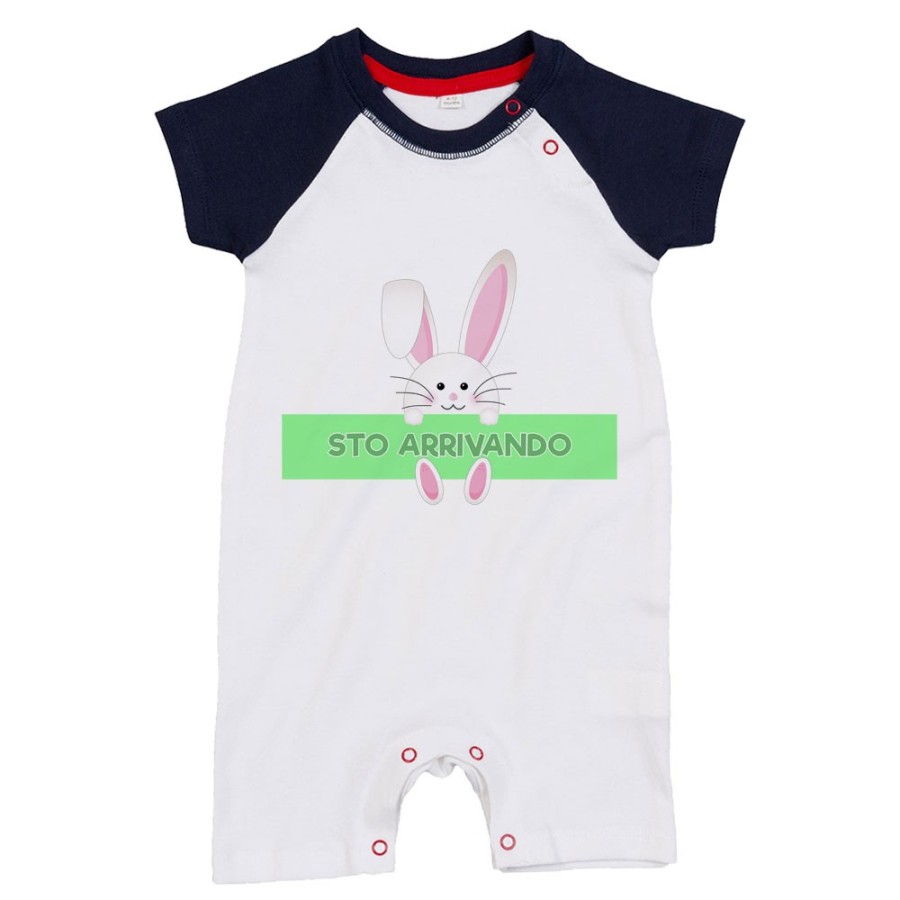 Pagliaccetto neonato personalizzato con nome coniglietto Pasqua