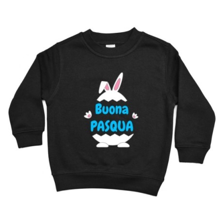 Felpa bambino personalizzabile con nome buona pasqua ovetto con manine e orecchie Pasqua