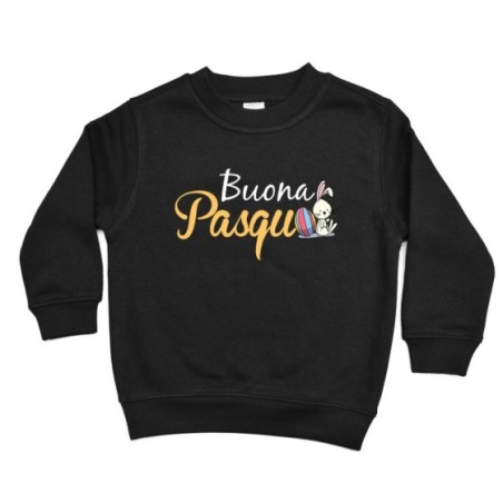 Felpa bambino buona pasqua coniglietto seduto