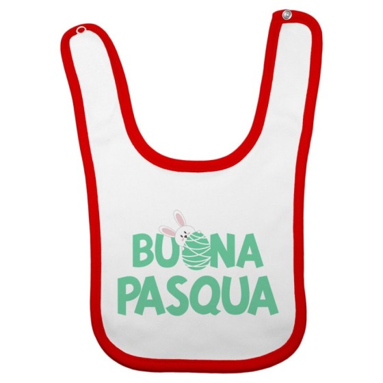 Bavaglino neonato buon pasqua con coniglietto che sbuca dall'ovetto Pasqua