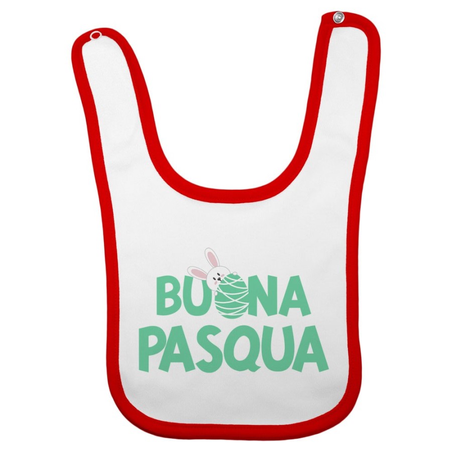 Bavaglino neonato buon pasqua con coniglietto che sbuca dall'ovetto Pasqua