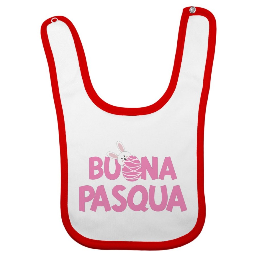 Bavaglino neonato buon pasqua con coniglietto che sbuca dall'ovetto Pasqua