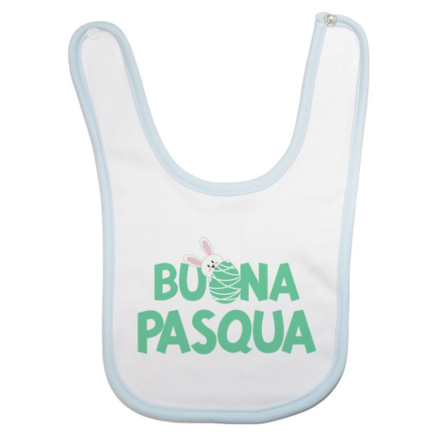 Bavaglino neonato buon pasqua con coniglietto che sbuca dall'ovetto Pasqua