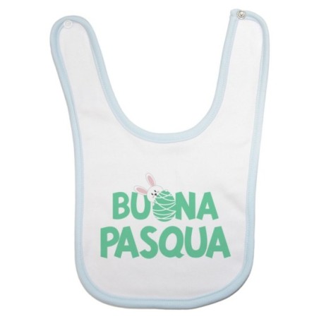 Bavaglino neonato buon pasqua con coniglietto che sbuca dall'ovetto Pasqua