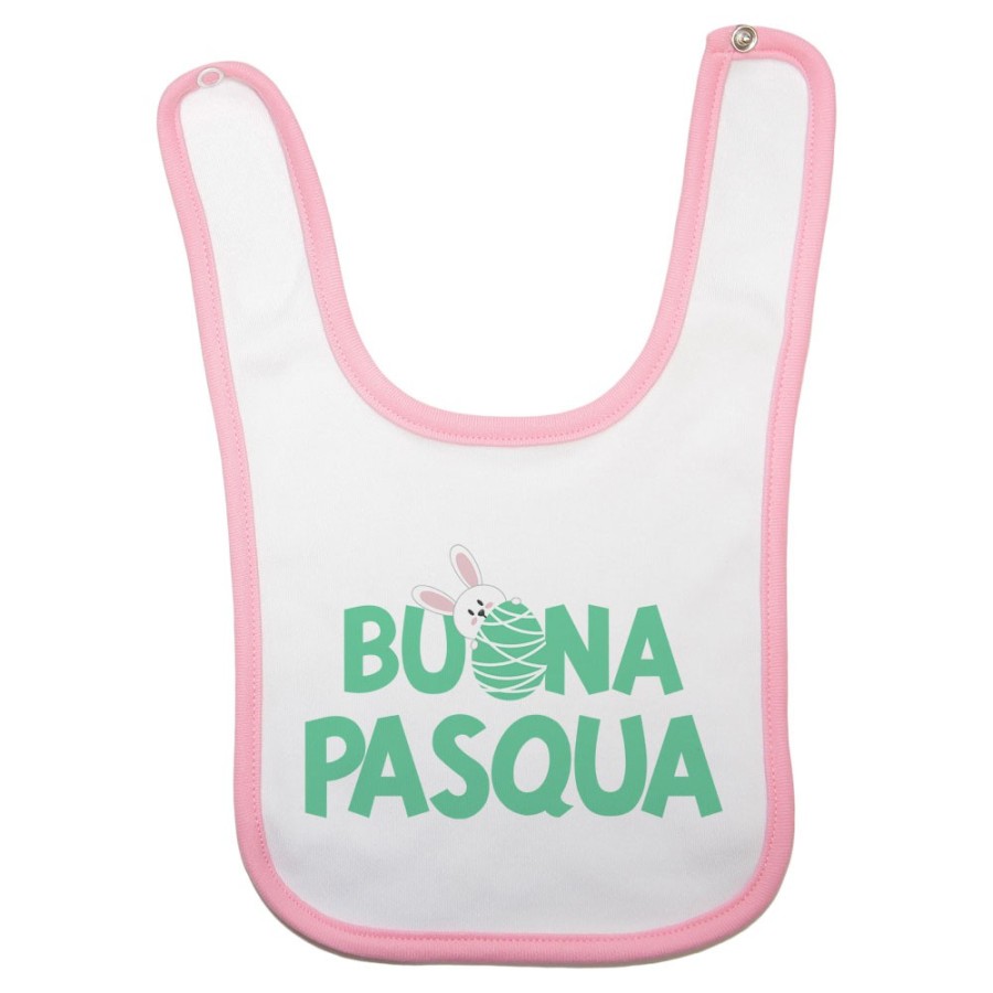 Bavaglino neonato buon pasqua con coniglietto che sbuca dall'ovetto Pasqua