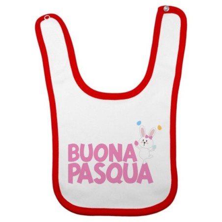 Bavaglino neonato buona pasqua con coniglietto giocoliere