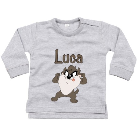 Felpa neonato personalizzata con nome baby tazmania...