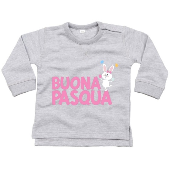 Felpa neonato buona pasqua con coniglietto giocoliere Pasqua