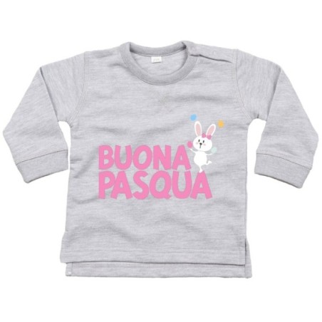 Felpa neonato buona pasqua con coniglietto giocoliere