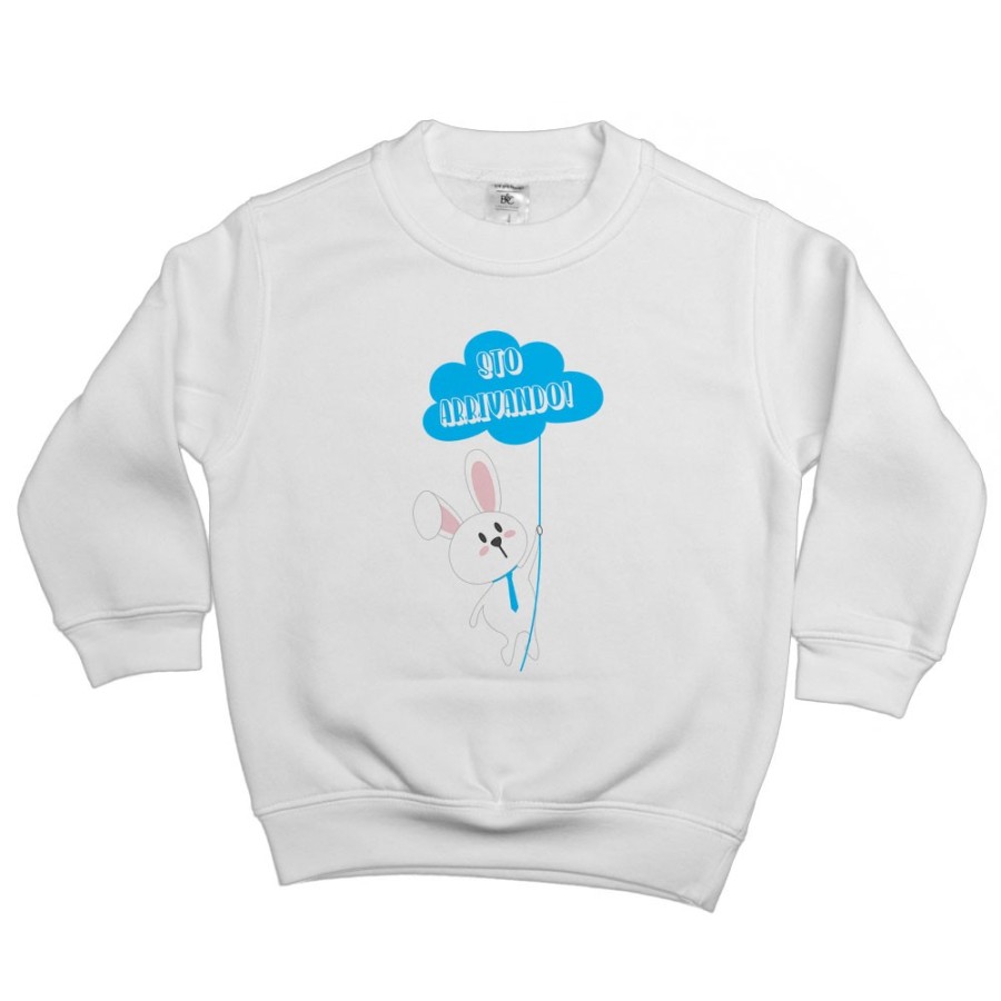 Felpa bambino personalizzabile con nome sto arrivando coniglietto sale la fune Pasqua