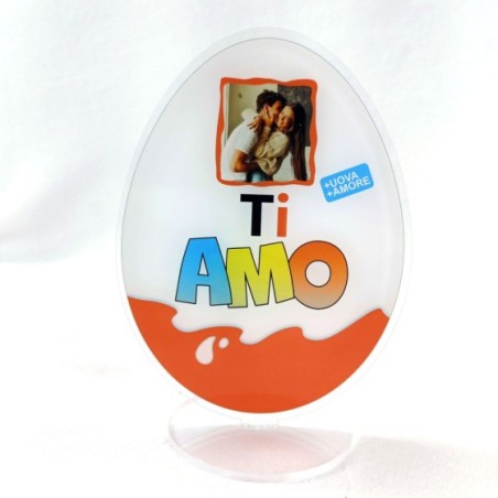Targa a forma di uovo personalizzata con foto ti amo Pasqua