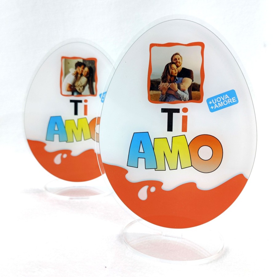 Targa a forma di uovo personalizzata con foto ti amo Pasqua