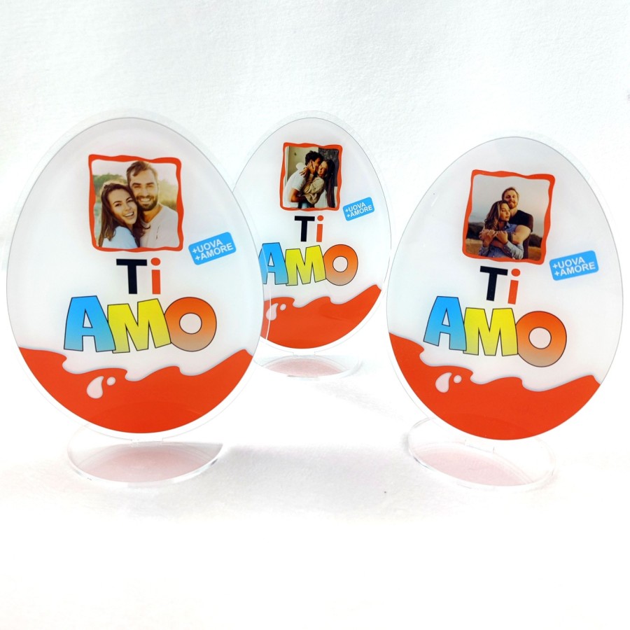 Targa a forma di uovo personalizzata con foto ti amo Pasqua