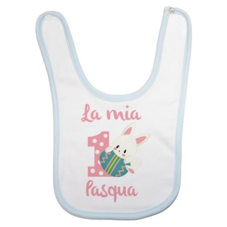 Bavaglino neonato personalizzabile con nome prima pasqua con coniglietto Pasqua