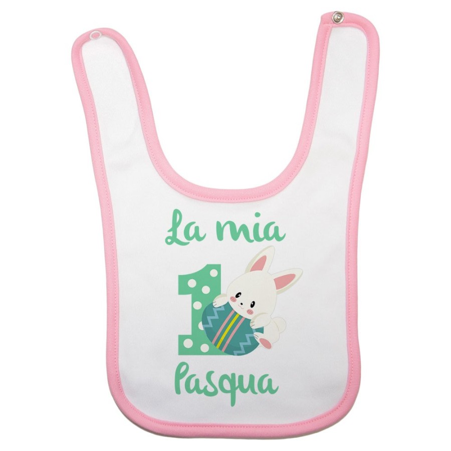 Bavaglino neonato personalizzabile con nome prima pasqua con coniglietto Pasqua