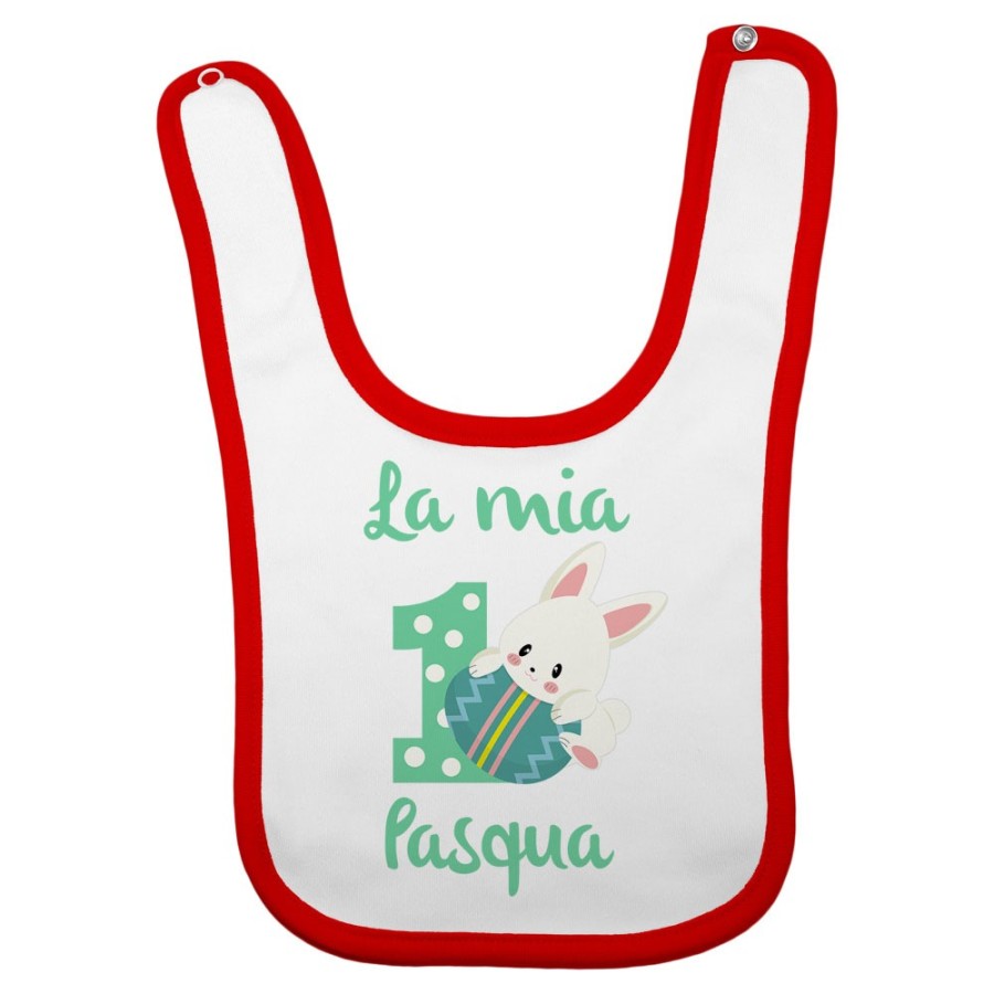 Bavaglino neonato personalizzabile con nome prima pasqua con coniglietto Pasqua