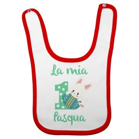 Bavaglino neonato personalizzabile con nome prima pasqua con coniglietto Pasqua
