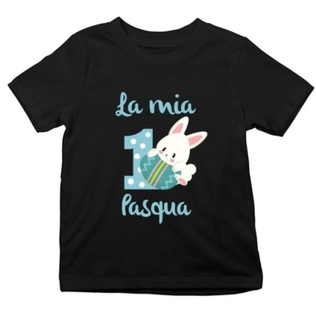 T-shirt bambino personalizzabile con nome prima pasqua con coniglietto Pasqua