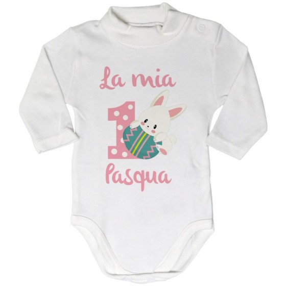 Body lupetto neonato personalizzabile con nome prima pasqua con coniglietto Pasqua