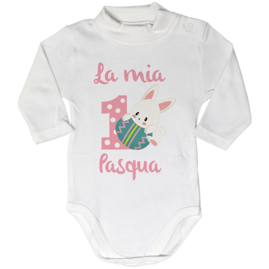Body lupetto neonato personalizzabile con nome prima pasqua con coniglietto Pasqua